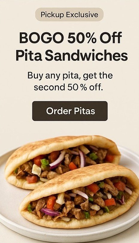 BOGO 50% Off Pita Sandwiches